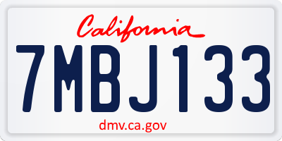 CA license plate 7MBJ133