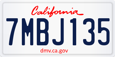 CA license plate 7MBJ135