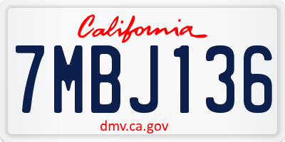 CA license plate 7MBJ136