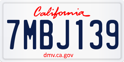 CA license plate 7MBJ139