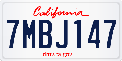 CA license plate 7MBJ147