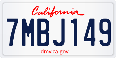 CA license plate 7MBJ149