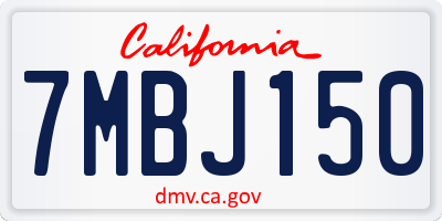 CA license plate 7MBJ150