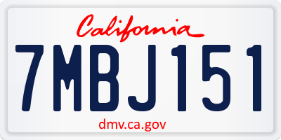 CA license plate 7MBJ151