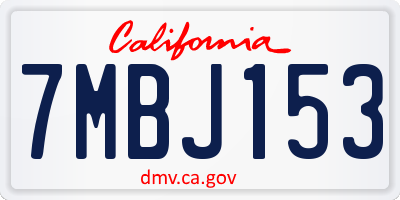 CA license plate 7MBJ153