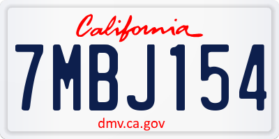 CA license plate 7MBJ154
