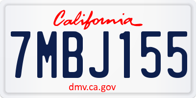 CA license plate 7MBJ155