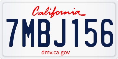 CA license plate 7MBJ156