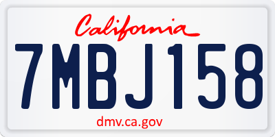 CA license plate 7MBJ158