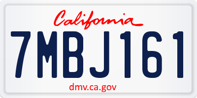 CA license plate 7MBJ161