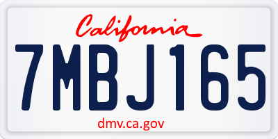CA license plate 7MBJ165