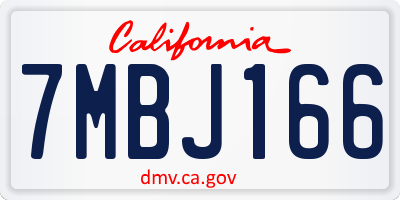 CA license plate 7MBJ166