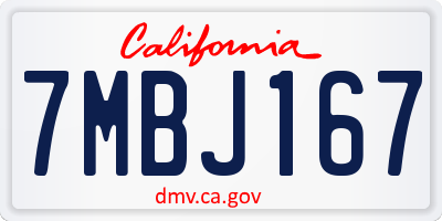 CA license plate 7MBJ167