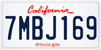 CA license plate 7MBJ169