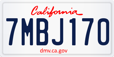 CA license plate 7MBJ170