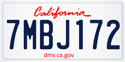 CA license plate 7MBJ172