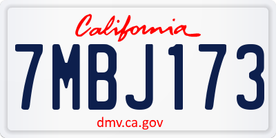 CA license plate 7MBJ173