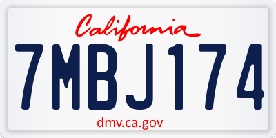 CA license plate 7MBJ174