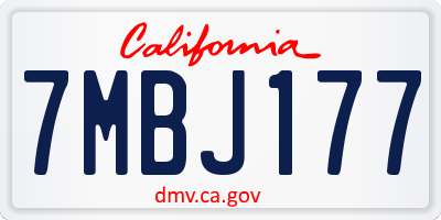 CA license plate 7MBJ177