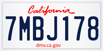 CA license plate 7MBJ178