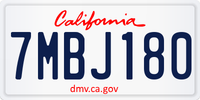 CA license plate 7MBJ180