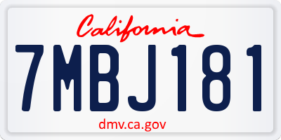 CA license plate 7MBJ181