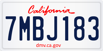 CA license plate 7MBJ183