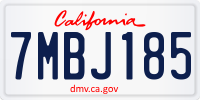CA license plate 7MBJ185