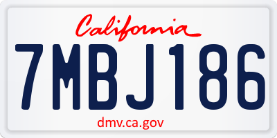 CA license plate 7MBJ186