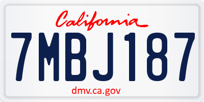 CA license plate 7MBJ187