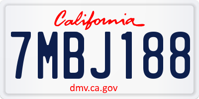 CA license plate 7MBJ188