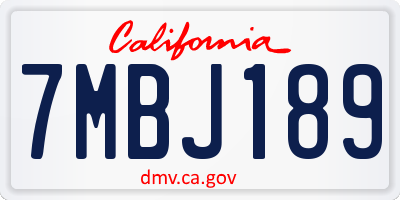 CA license plate 7MBJ189