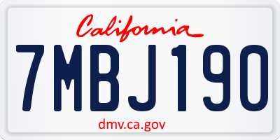 CA license plate 7MBJ190