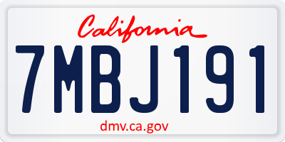 CA license plate 7MBJ191