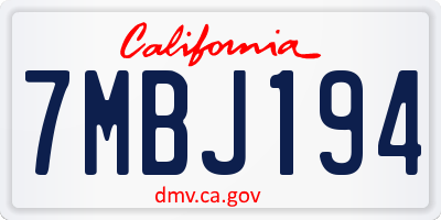 CA license plate 7MBJ194