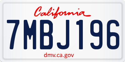 CA license plate 7MBJ196