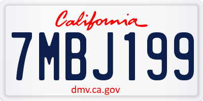 CA license plate 7MBJ199