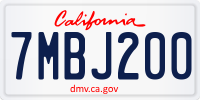 CA license plate 7MBJ200