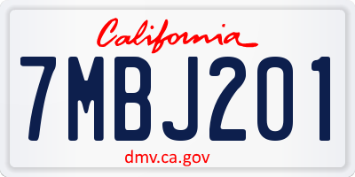 CA license plate 7MBJ201