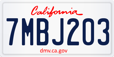 CA license plate 7MBJ203