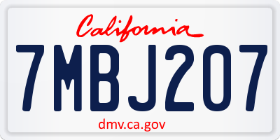 CA license plate 7MBJ207