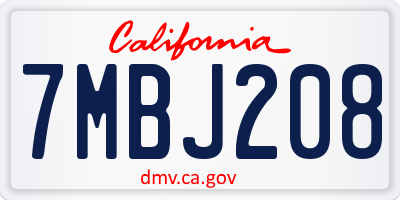 CA license plate 7MBJ208