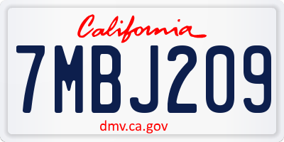 CA license plate 7MBJ209