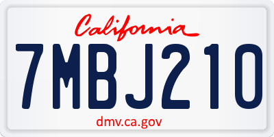 CA license plate 7MBJ210