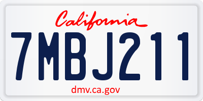 CA license plate 7MBJ211