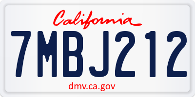 CA license plate 7MBJ212