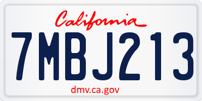 CA license plate 7MBJ213