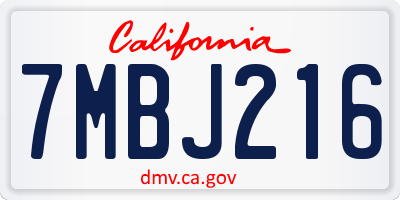 CA license plate 7MBJ216