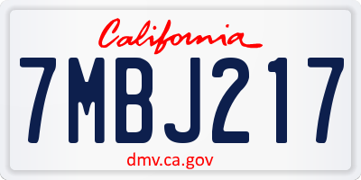 CA license plate 7MBJ217