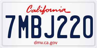 CA license plate 7MBJ220